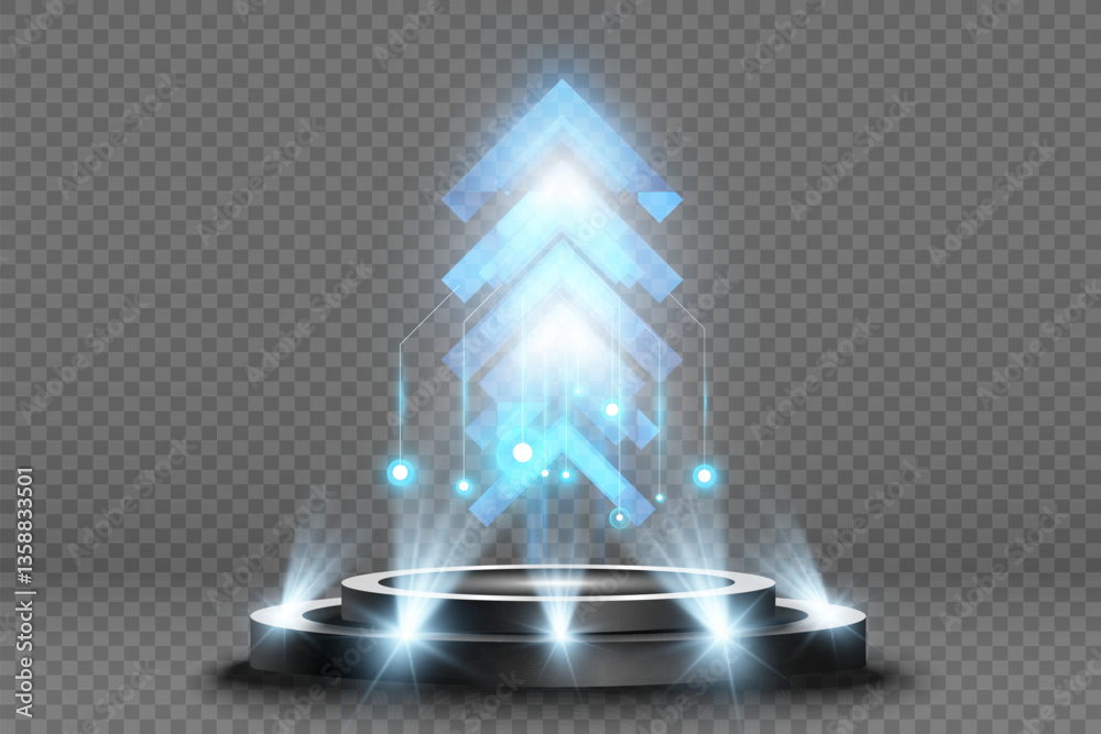 Poster futuristic speed background with glowing arrows, motion blur, digital technology concept, fast-movin