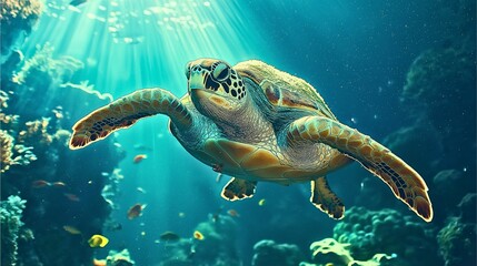 Obraz premium Experience the beauty and serenity of marine ecosystems through the eyes of divers and snorkelers.