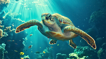 Obraz premium Experience the beauty and serenity of marine ecosystems through the eyes of divers and snorkelers.
