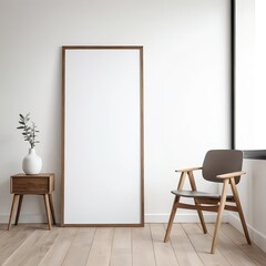 Modern Minimalist Living Room Interior with Blank Canvas