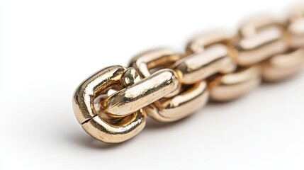 Obraz premium A shiny gold chain isolated on a clean white background for jewelry, fashion, and luxury concepts and styles