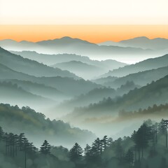 Obraz premium Misty Mountain Sunrise Landscape