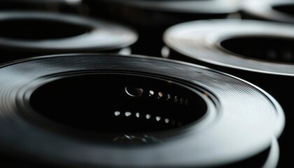 Metal rings detail macro, black background, for manufacturing or engineering