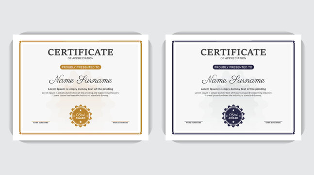 Simple certificate design for Primary or High School, Simple and clean Print ready certificate or award design, Unique modern luxury stylish shapes idea
