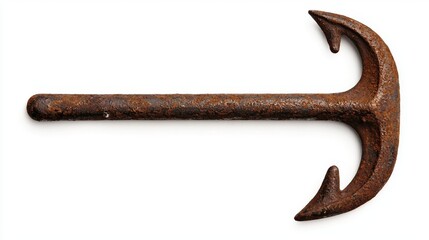 Rusty old metal anchor isolated on white background nautical marine antique