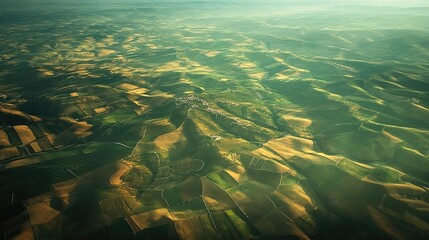 Fototapeta premium Wind Farms Stretching Across Vast Fields in Rural Areas, Harnessing Renewable Energy from Wind Power to Reduce Carbon Footprint and Promote Sustainable Energy Solutions.