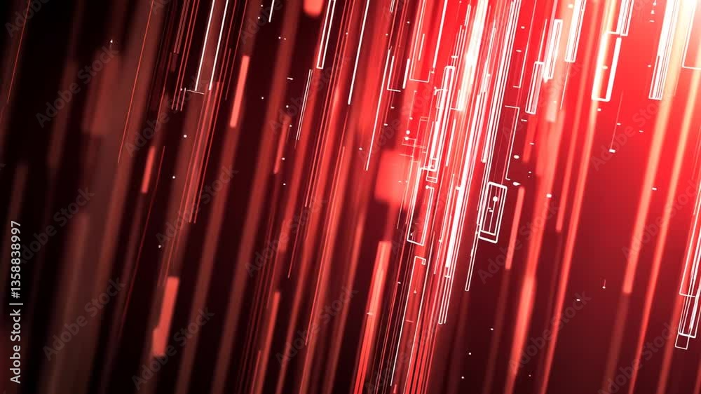 Poster futuristic abstract tech background with glowing red vertical lines generative ai