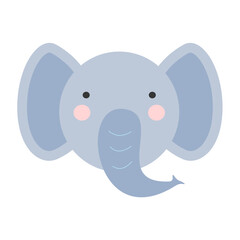 Fototapeta premium Cute elephant animal face with round shape with cheerful color, illustration design with flat design style. For kids or babies. Suitable for t-shirt design, wrapping paper