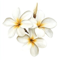 Naklejka premium White plumeria flower flowers art illustration.