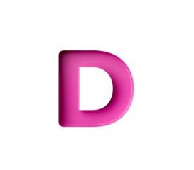 Vibrant pink gradient letter D with sleek design. 3D Illustration.