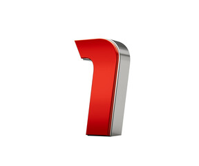 Metallic Red number 1 or One with silver edges . 3d illustration