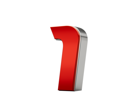 Metallic Red number 1 or One with silver edges . 3d illustration - Powered by Adobe
