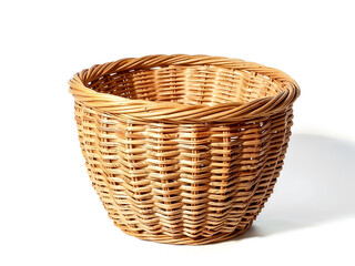 A woven wicker basket with a strong texture, great for home decor and rustic designs. Generative AI