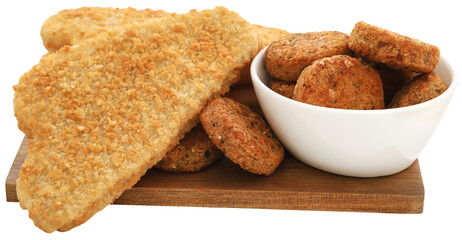 Crispy fish fillet with vegetable falafel