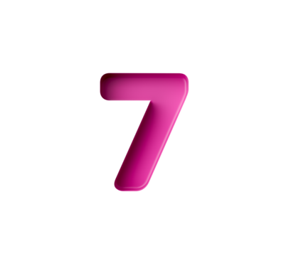Vibrant pink number 7 Seven in bold gradient font with a slight shadow effect, 3d illustration - Powered by Adobe