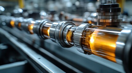 Fototapeta premium Industrial machinery with glass tubes in operation