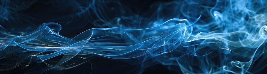 Obraz premium abstract blue smoke waves on dark background