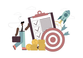 Project closure. Project life cycle management. vector illustration.