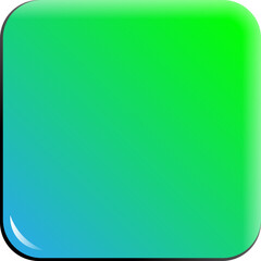 Fototapeta premium glossy blue, green gradient square button icon for mobile app 3d editable vector illustration