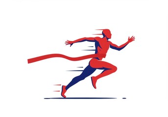 Obraz premium Dynamic silhouette of a runner crossing finish line in motion