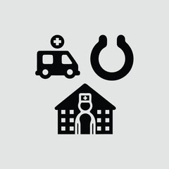 Medical icons set, Healthcare and medicine vector silhouette