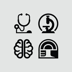 Medical icons set, Healthcare and medicine vector silhouette