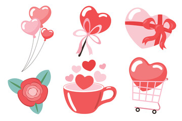Romantic Heart and Gift Vector Set