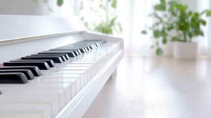 White piano keys in a home interior