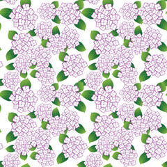紫陽花 ベニの花が連なったシームレスパターン