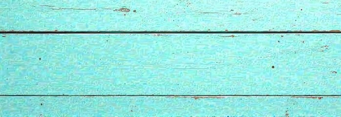 Naklejka premium Light blue green wood texture. Old weathered shabby wood surface. Turquoise vintage background with copy space for design. Wide banner.