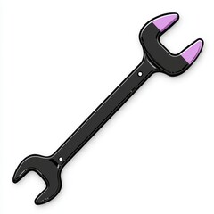 Obraz premium Black Wrench with Lavender Tips on White Background Hardware Repair Equipment