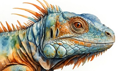 Fototapeta premium Vibrant Green Iguana Portrait