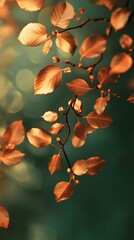 45. A warm autumn-inspired green background with golden light