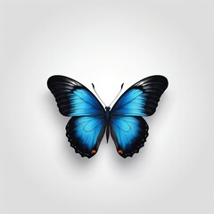 Fototapeta premium Blue Morpho Butterfly on White Background