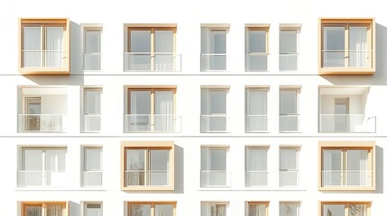 Fototapeta premium Subtle silhouettes of residential city quarters seamless horizontal composition glowing window accents crisp white backdrop minimal. 