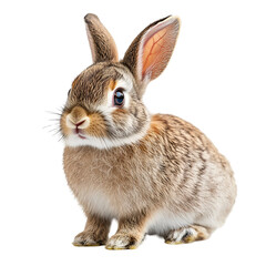 Fototapeta premium Adorable Brown Rabbit Sitting Isolated on Black Background