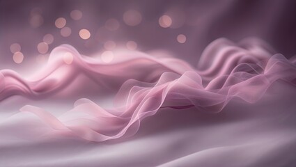 Fototapeta premium Soft pink fabric gracefully flowing over a smooth surface with a subtle bokeh background creating an elegant atmosphere