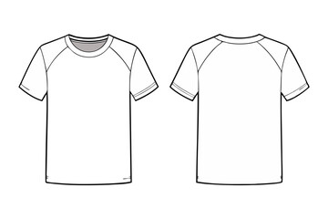 Blank T-Shirt Template Front, Back, and Side View Vector Illustration