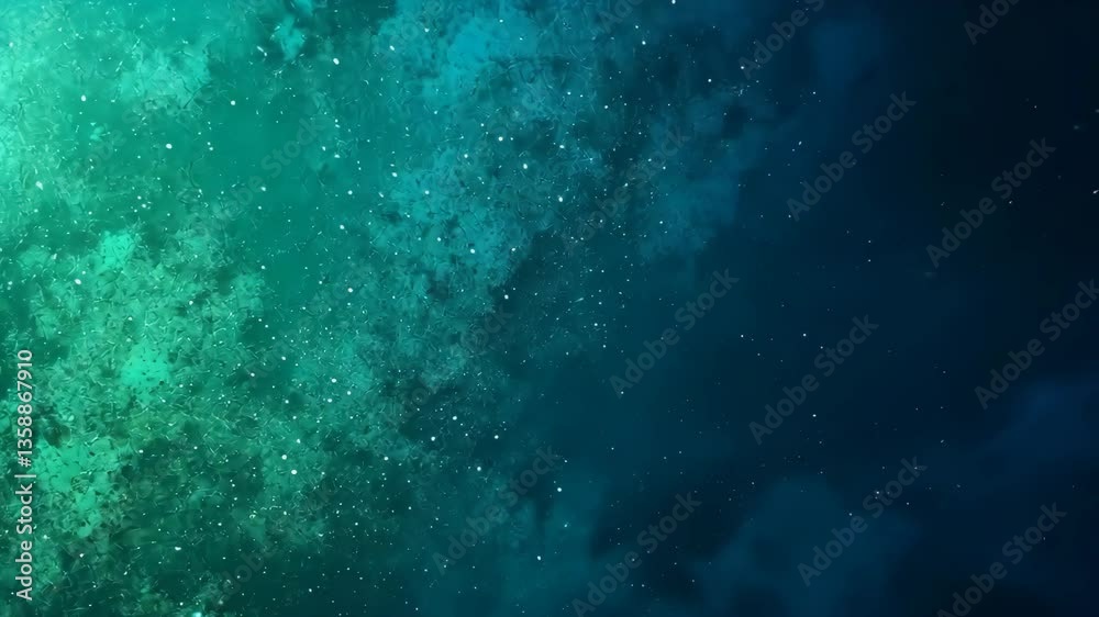 Wall mural abstract gradient background with teal and navy colors and particle effect