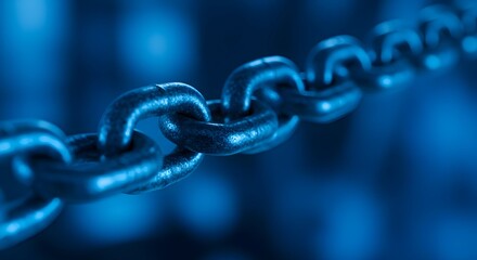 Obraz premium Metal chain background with blue light