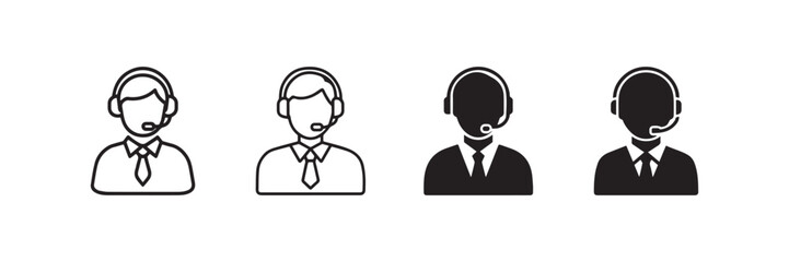 Call Center Support Icons Customer Service Representative Vector