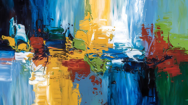 Abstract vibrant color explosion dynamic brushstrokes bold hues
