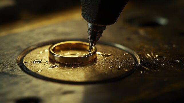 Precision Crafting of a Gold Ring with Fine Detailing Tools