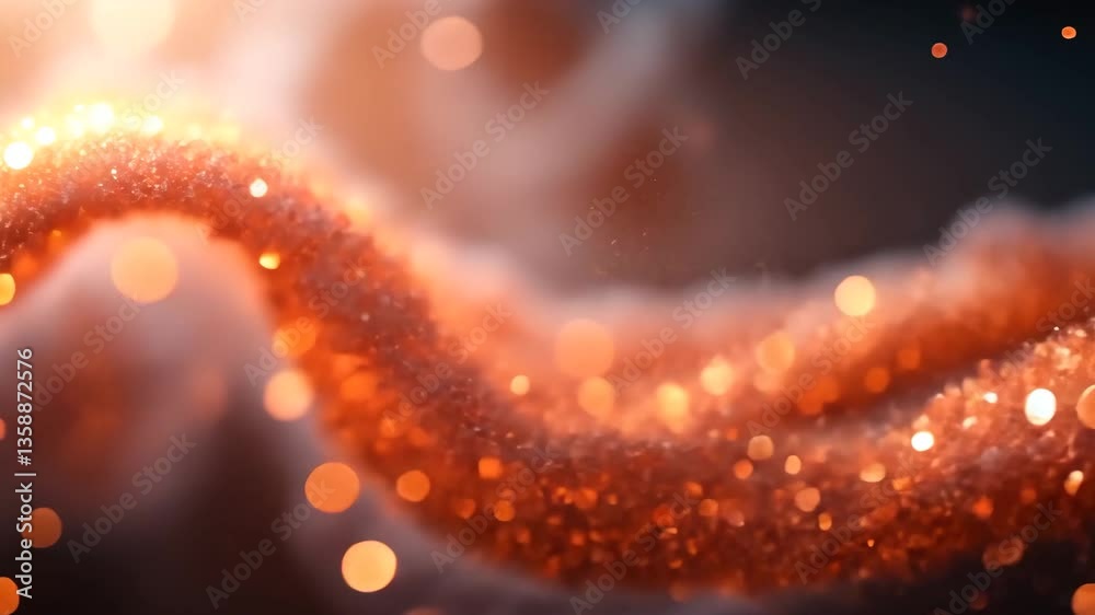Wall mural abstract orange cloud with sparkling particles and soft bokeh effect
