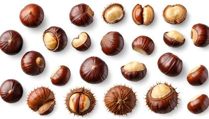 Sweet Chestnuts Collection of Whole and Peeled Chestnuts