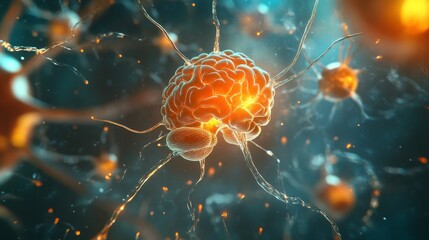 3d visualization of human figure highlighting brain center affected by amyotrophic lateral sclerosis