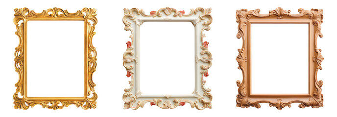 Elegant Decorative Picture Frames Isolated on Transparent Background