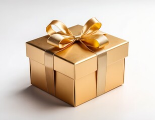 Gold Gift Box with Satin Ribbon
