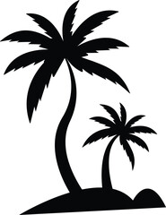 A Palm Tree Icon Silhouette Illustration on White Background.