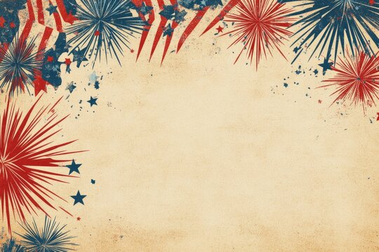 A digital invitation template, incorporating Fourth of July festive decor with a customizable text area.